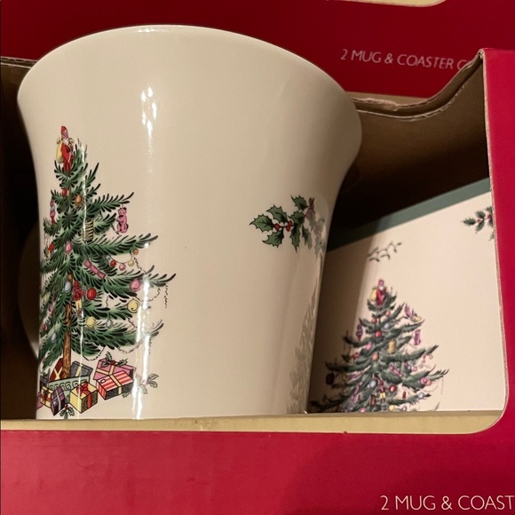 ❤️💚New W/O Tags Spode Christmas Tree Mug Set - Green and Cream💚❤️ - Picture 2 of 2